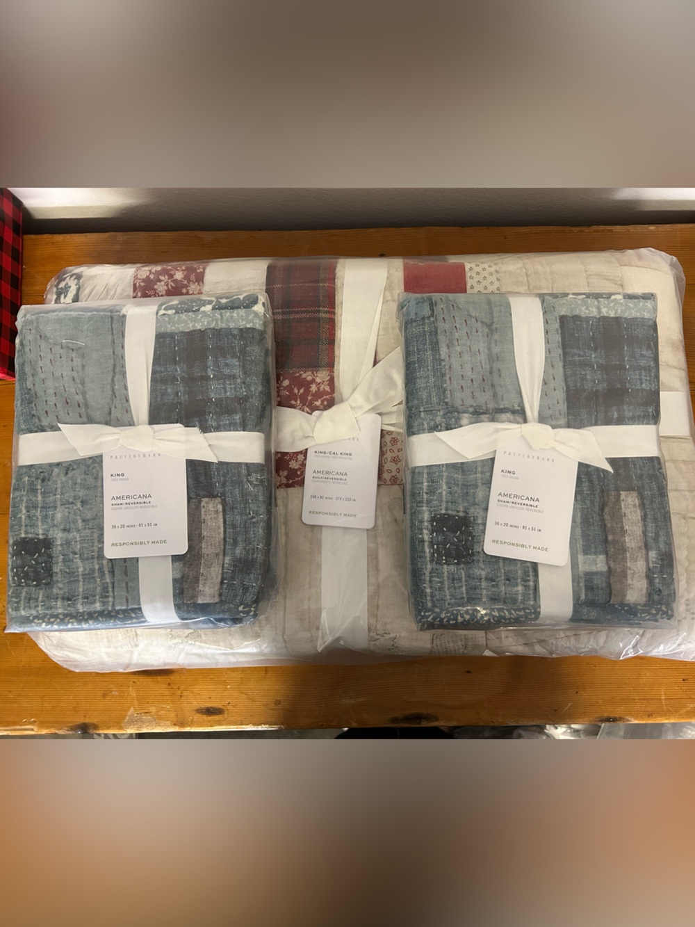POTTERY BARN FLAG COTTON QUILT + SHAMS KING NWT - Picture 8 of 13